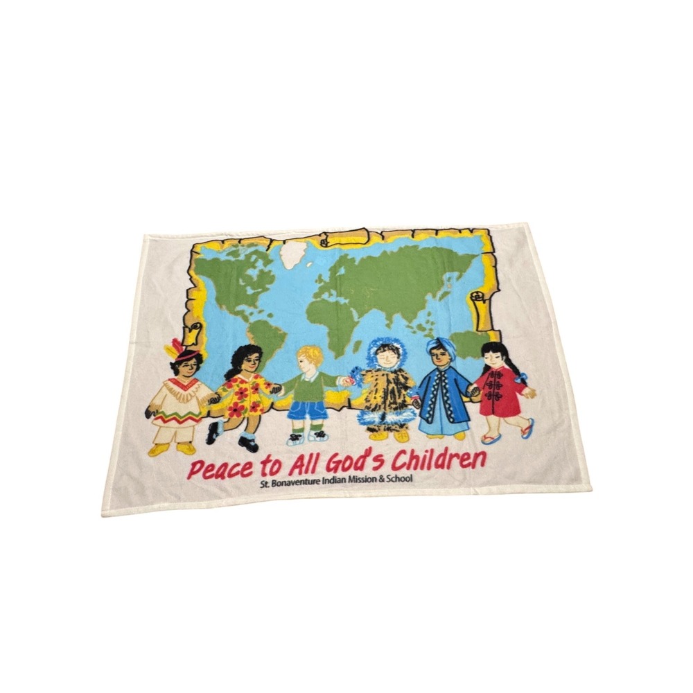 St Bonaventure Indian Mission Peace to All Gods Children Blanket Throw Map 32/49